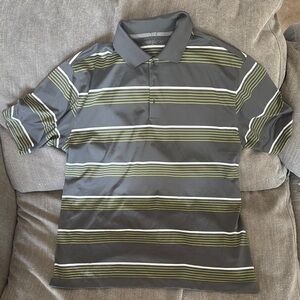Nike Gray and Yellow Polo Shirt with Knit Texture